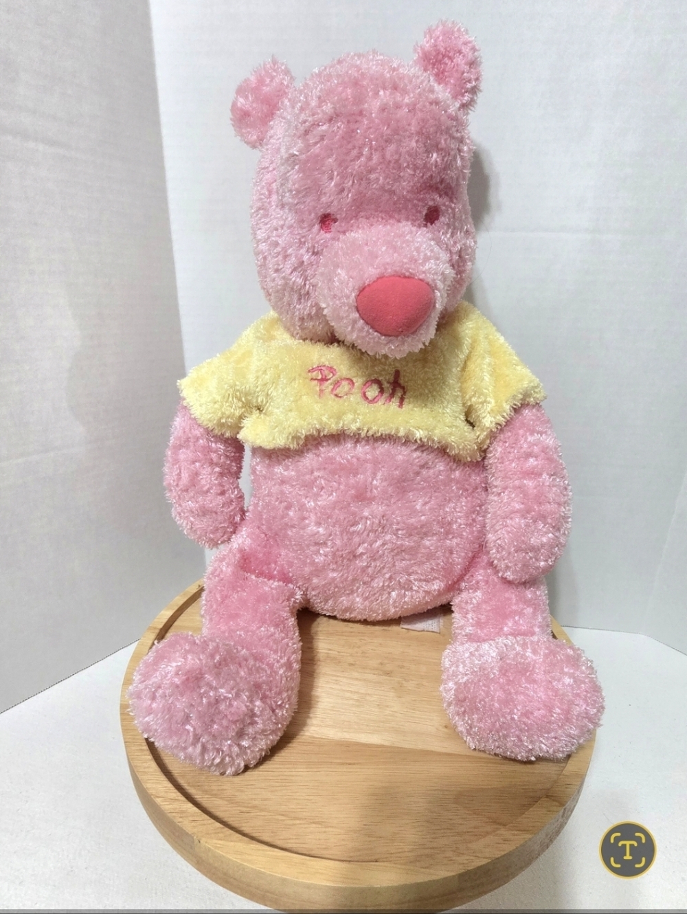 Vintage Disney Store Winnie The Pooh Sugar Sweet Sparkly Pink 16" Plush EUC.